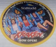 Vintage SeaWorld KRAKEN Orlando FL Roller Beer Coaster Souvenir Amusemt Pk Shamu picture