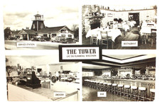 Tower Service Station Bar Grocery Restaurant Lac Du Flambeau WI Postcard Rppc picture