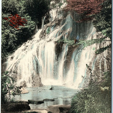 c1910s Hakone, Japan Tamadare Waterfall Hand Colored Litho Postcard picture