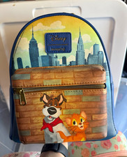 Loungefly Disney Oliver & Company Oliver Mini Backpack Bag Blue Brown picture