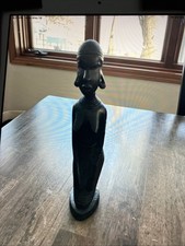 Vintage Besmo Product Hand Carved In Kenya African Woman Statue handArt 11” picture