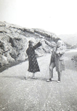 1914 GREAT PHOTO A WOMAN & GENTLEMAN DANCING SWISS ALPS? UNPOSTED RPPC POSTCARD picture