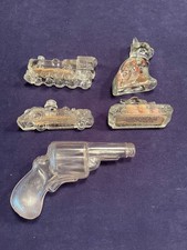 Vintage Glass Candy Container Lot of 5 Victory Stough 2 Sealed Full with Candy picture