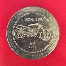 Sturgis 1997 Black Hills Novelty 1989 AJS 1961 Motorcycle $1 Token picture