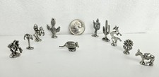 Lot of 10 Tiny Miniature Pewter Figurines Southwest Theme Cowboy Cactus Horse picture