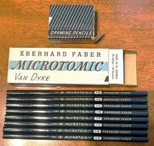 8 Vintage Eberhard Faber Microtomic HB Woodclinched Pencils - Unsharpened NEW picture