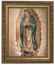 Ornate Gold Tone Finish Our Lady of Guadalupe Framed Portrait Print, 13 Inch picture