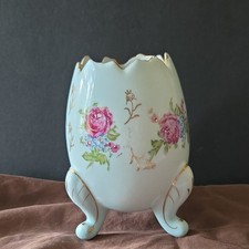 Vintage Napcoware C3199/M Cracked Egg Vase Footed Pink Rose Floral Japan Gilt picture