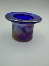 Imperial Glass Cobalt Blue Carnival Glass Top Hat Toothpick Holder Vintage picture