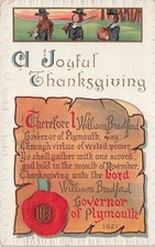 Antique Thanksgiving Card Patriotic Turkey Pumpkin Papyrus Vtg Postcard 3A picture