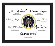 PRESIDENTIAL SEAL WITH SIGNATURES LAST 7 REPUBLICAN PRESIDENTS 8X10 FRAMED PHOTO picture