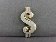 Estate Dollar Sign Slide Fold Over Style Money Clip In 14K Two-Tone Gold Plated picture