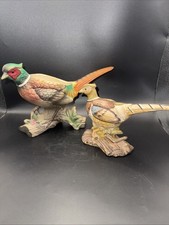 Vintage Norleans Pheasant Pair Male Planter And Female Figurine picture