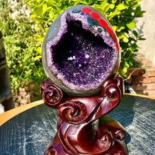 3.41LB Large Natural Amethyst geode quartz cluster crystal Egg specimen Healing picture