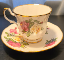 Royal Albert Bone China Floral Tea Cup & Saucer Set Gold Trim 200 mL picture
