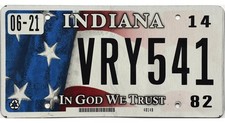 *BARGAIN BIN*  2014 Base Indiana In God We Trust Flag License Plate #VRY541 picture
