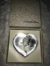 NOS Rare LE SMITH Art FROST Glass HEART Shape ROSE Flower 3½