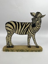 Frank Pickle Georgia Outsider Folk Art - Carved Painted Wooden Zebra 1985 C10 picture