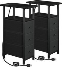 LOAKEKEL Narrow End Tables Living Room Set of 2 with Charging Station picture
