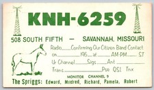Vintage KNH-6259 CB Radio QSL Postcard Savannah Missouri 1960s Donkey B50 picture