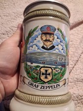 Vintage Graf Zepplin German Lided Beer Stein Wenderfreunde picture