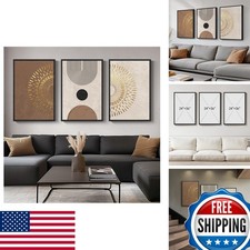Cuspin Framed Boho Neutral Abstract Wall Art 3 Piece 24x36 for Living Room picture