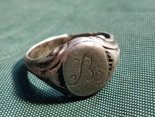 WWII German Silver Signet Ring Monogram Initial B Vintage WWII WWII Era 6.55g picture