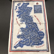 Emma Bridgewater London England Tea Towel Unused Map Britains Counties Blue Flaw picture