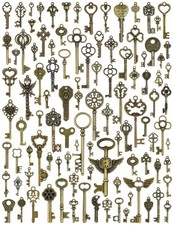 JIALEEY Vintage Skeleton Keys, Wholesale Bulk Lots Mixed Set of 100 Antique Bron picture