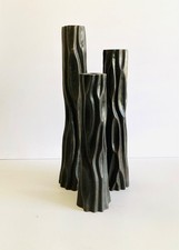 Rare Set Of 3 Tree Trunk Candleholders By Chinese Listed Artist Robert Kuo picture