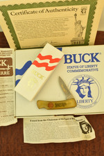 RARE  Buck USA 1886-1986 STATUE OF LIBERTY PREMIUM LOCKBACK KNIFE NICE (34350) picture