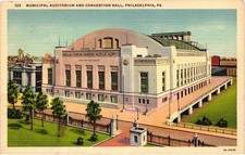 Municipal Auditorium Philadelphia PA Linen Postcard 1931 Convention Hall picture