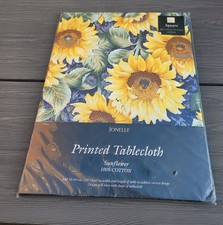 VINTAGE Jonelle Square Tablecloth 52 X 52 Inches 100% Cotton Sunflower UK made picture
