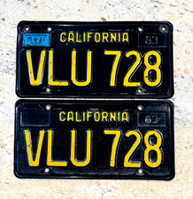 1963 California License Plates 1967 Camaro 1967 Mustang 1967 Validation DMV Ok  picture