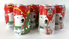 Coca-Cola Christmas Polar Bear Foreign Thailand Empty Cans Vintage 1990's picture