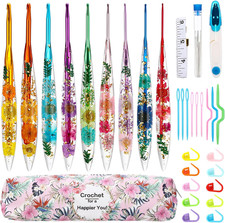 9 Pcs Crochet Hook Set, 2.0Mm-6.0Mm Ergonomic Crochet Hooks with Long Floral Han picture