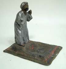 Antique Austria Coronet Cast Metal Sculpture Figure Muslim Prayer Rug picture
