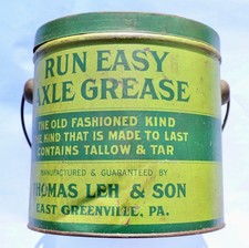 Thomas Leh & Son (East Greenville, Pa) Run Easy Axle Grease Pail - Can - MT Tool picture