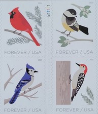 20 FOREVER FIRST CLASS LETTER STAMPS BIRDS IN WINTER MNH BOOK PANE picture