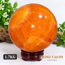 Orange Calcite Sphere 1.5KG, Natural Polished Crystal Ball, Large Healing Stone picture