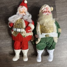 Vintage Harold Gale Teem Soda Green Santa Claus And Red Santa With Glitter Belly picture