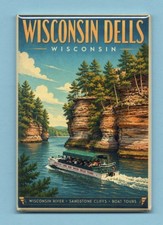 WISCONSIN DELLS WISCONSIN TRAVEL POSTER *2X3 FRIDGE MAGNET* SANDSTONE CLIFFS WI picture