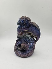 Vintage Windstone Editions Young Coiled Dragon Peacock Purple Blue M Pena 1988 picture