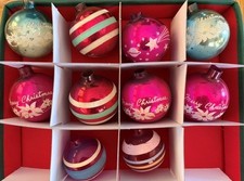 Vintage 1940-50s Mixed Set of 10 Christmas Ornaments Shiny Brite + Others No Cap picture