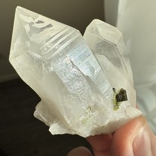 Natural Garden Quartz w/ Epidote Cluster Raw Mineral Rare Specimen Healing picture