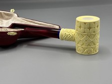 Ornate Poker Pipe New block Meerschaum Handmade Custom Made Case#845 picture