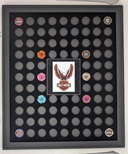 90 HARLEY DAVIDSON POKER CHIPS (NOT INCLUDED) WALL DISPLAY PICTURE FRAME picture
