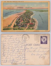 Pass-A-Grille Beach Florida 1958 Aerial View Curteich Linen Postcard picture