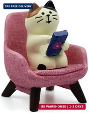 Refintural Cute Cat Playing Phone on Sofa Resin Figurine Desk Decor & Cat Lover picture