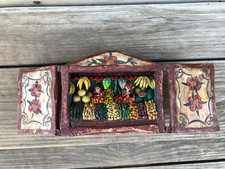 Vintage Signed Nicario Jimenez  Mexican Folk Art Hand Painted fruitstand picture